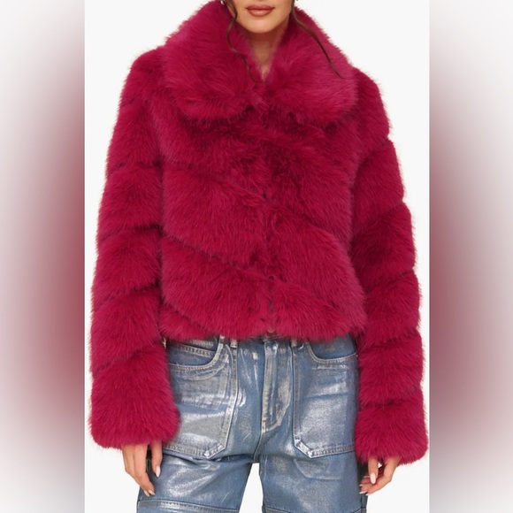 Avec Les Filles Faux Fur Crop Jacket Gray - Picture 14 of 16